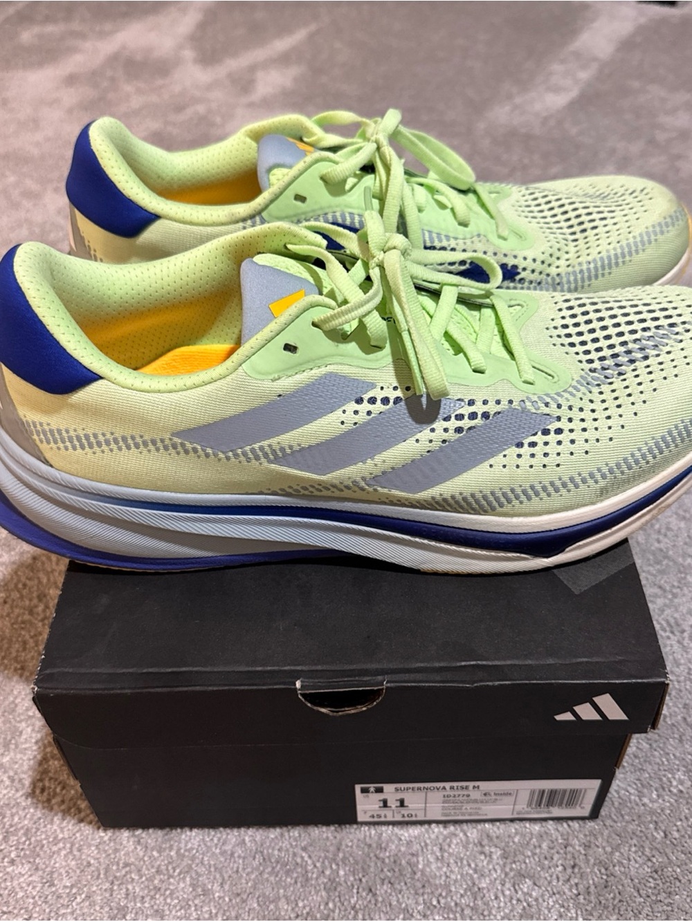 Adidas Supernova Rise Running Shoes Men Size 11 Green Blue Yellow